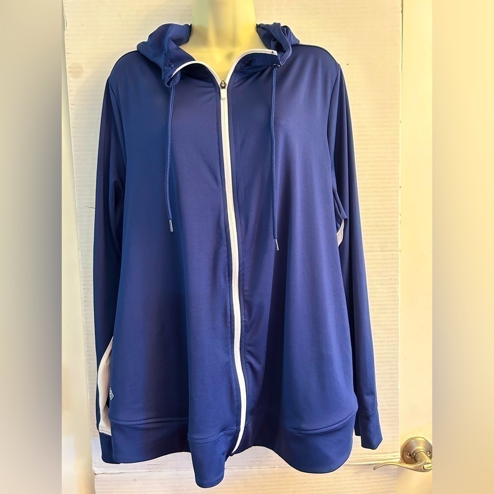 ZELOS curvy core full zippered track jacket with hood Sz-2X‎ NWT. I11